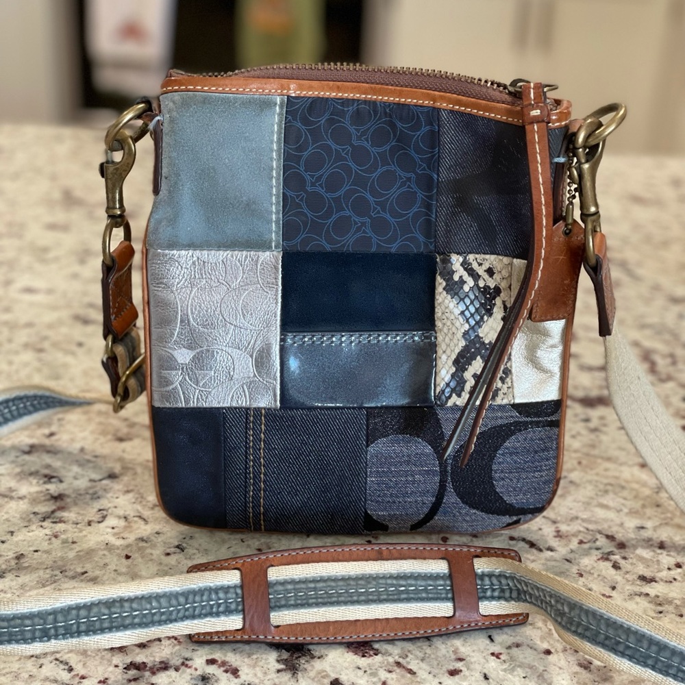Coach denim multi-stitch crossbody bag